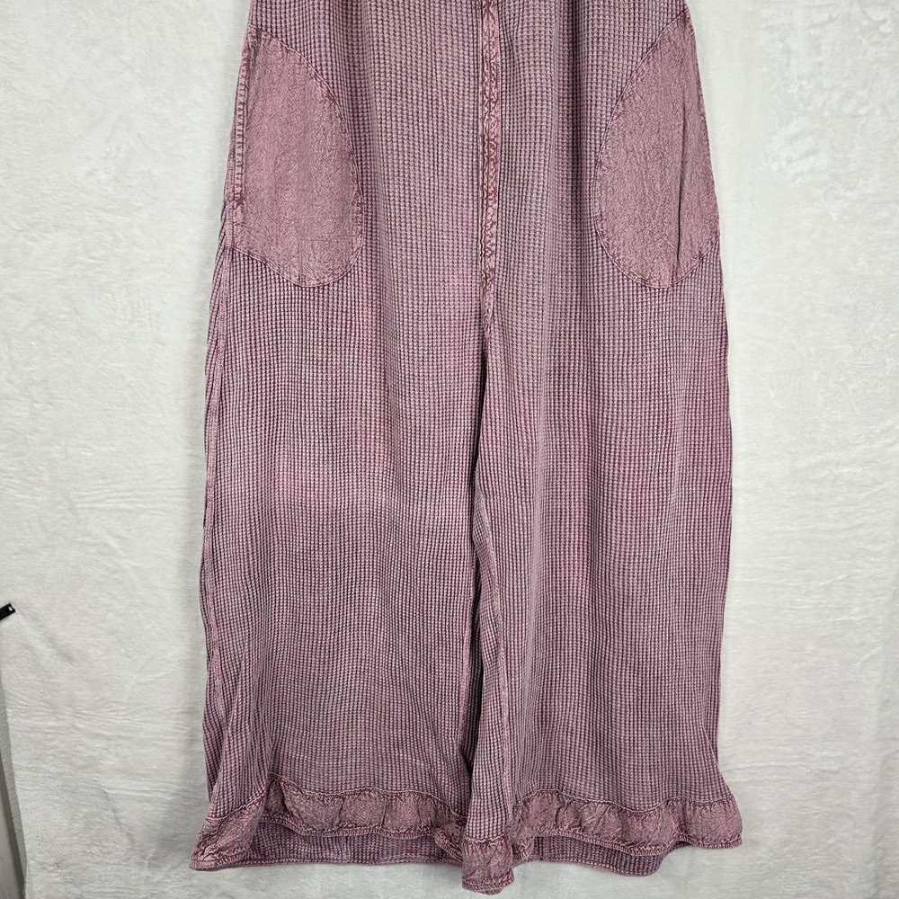 Free People Callie One-Piece Jumpsuit Wide-Leg Waffle Rose FP ONE Size Large - Picture 5 of 12